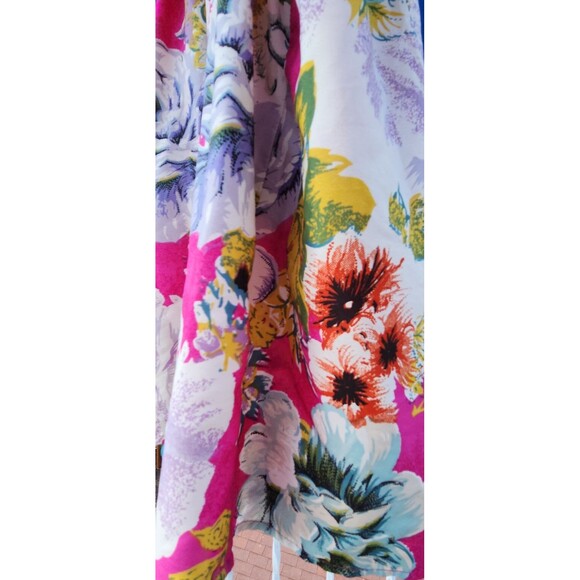 Anthropologie Band of Gypsies Pink Teal Abstract Floral Dress Womens Size Large - Picture 13 of 16
